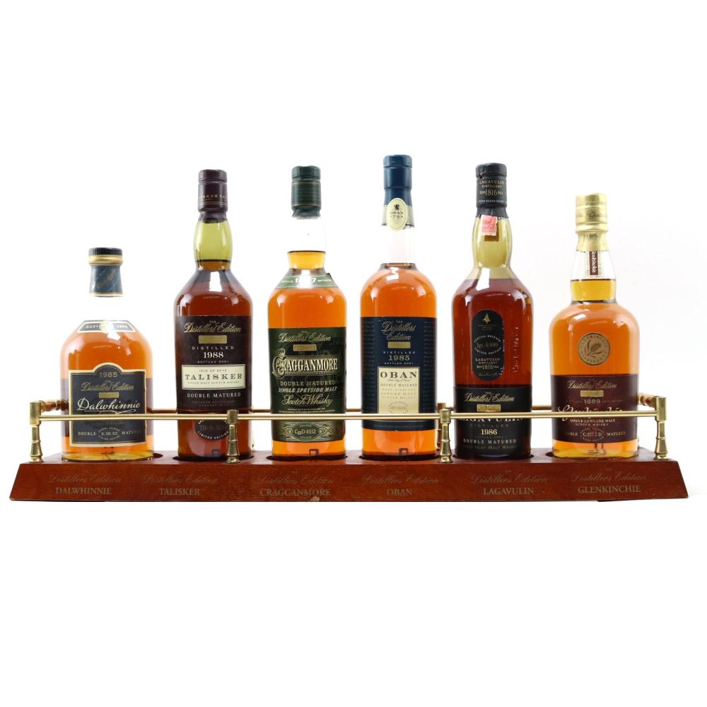Classic Malt Distillers Edition 6 x 70cl and Plinth  iIncluding Lagavulin 1986 and Talisker 1988