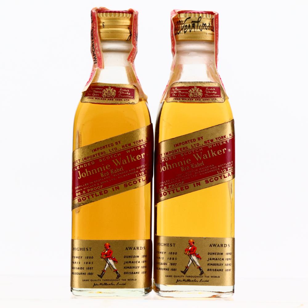 Johnnie Walker Red Label Miniature x 2 1960s / US Import