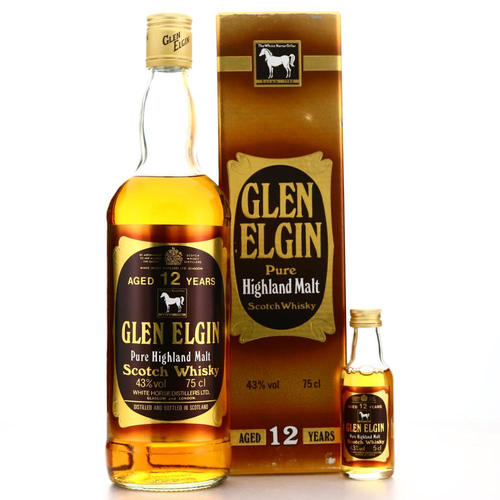 Glen Elgin 12 Year Old White Horse 1980s / with Miniature 5cl