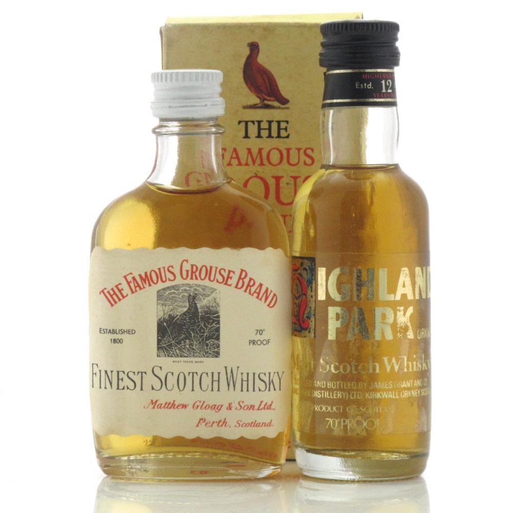 Highland Park 12 Year Old 1980s 5cl and Famous Grouse 1960s Miniature