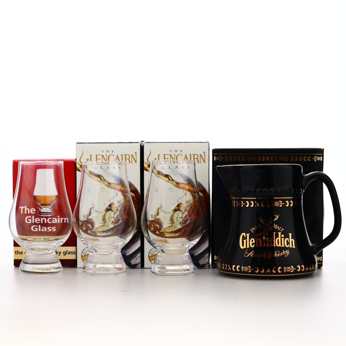 Glenfiddich Jug / with 3 x Glencairn Glasses