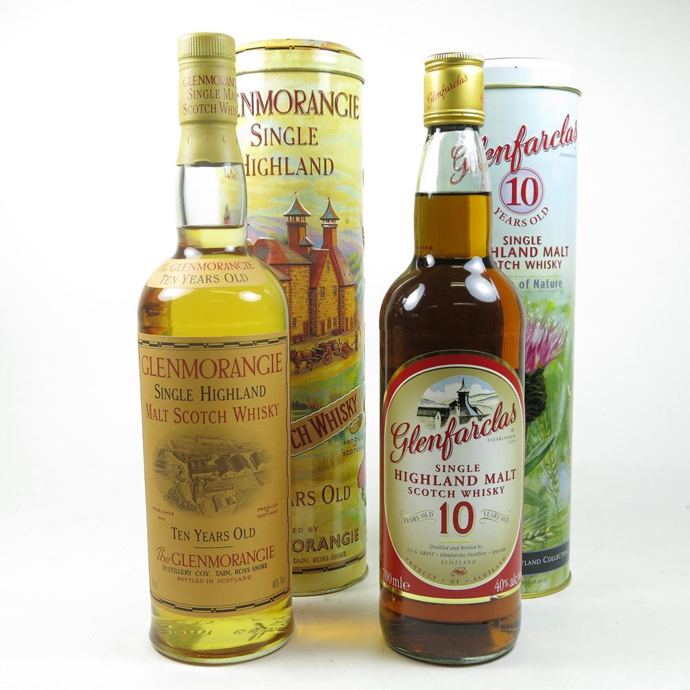 Glenmorangie and Glenfarclas 10 Year Old Presentation tins 2 x 70cl