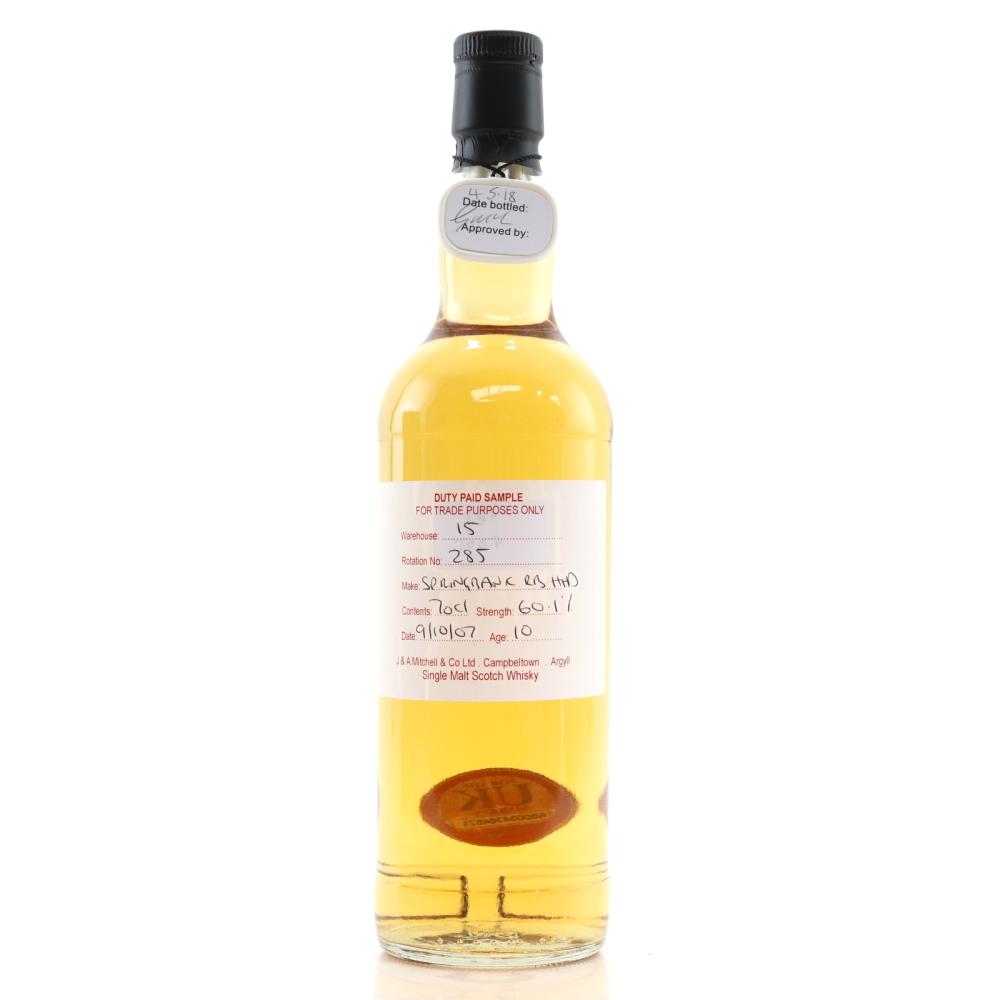 Springbank 2007 Duty Paid Sample 10 Year Old / Refill Bourbon Hogshead