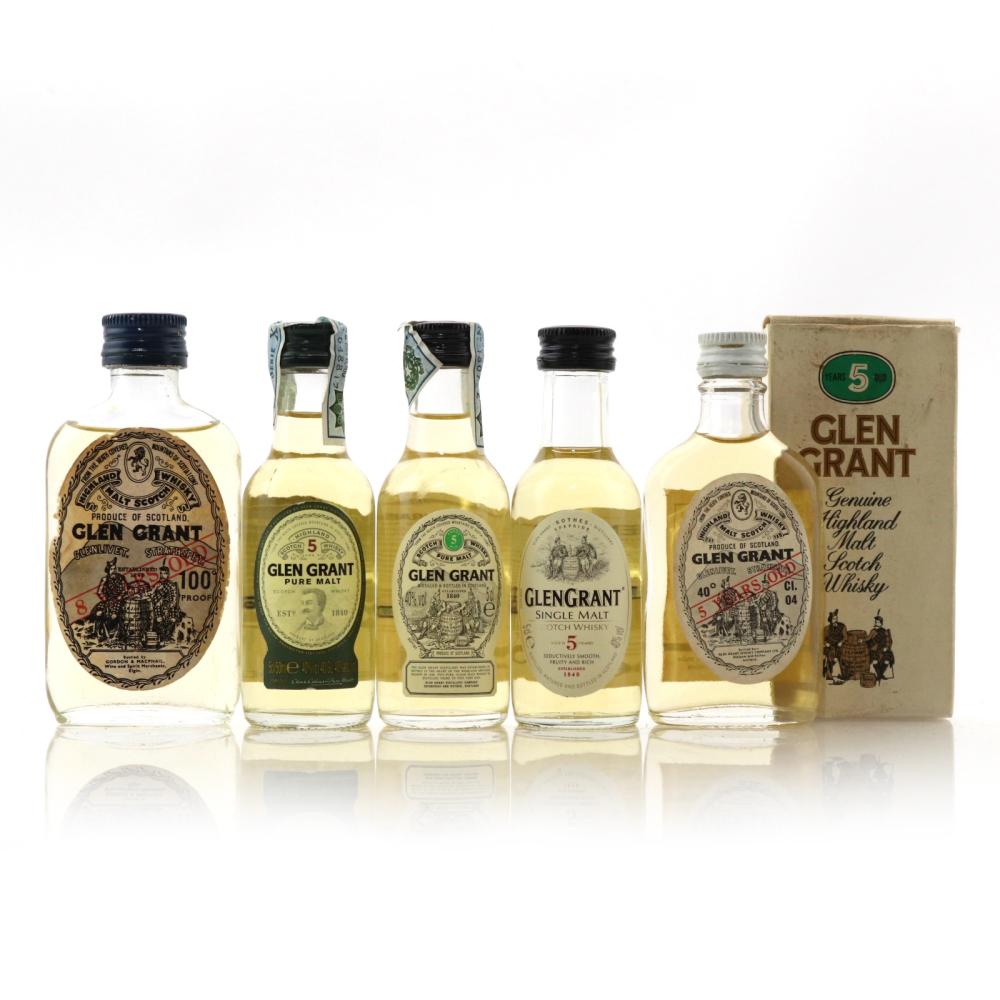 Glen Grant Miniatures x 5 / includes 8 Year Old 100 Proof