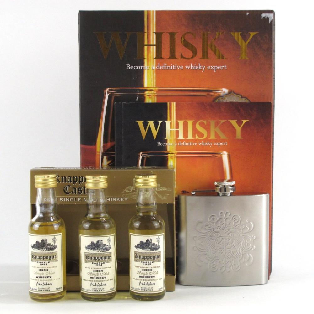 Knappogue Castle 1993-1995 Irish Single Malt Gift Pack 3 x 5cl / Includes Whisky Book & Hip Flask