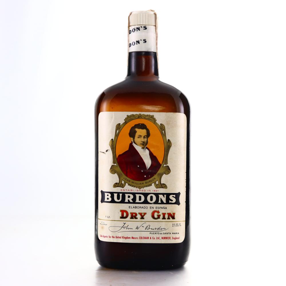 Burdons Dry Gin 1 Litre 1970s