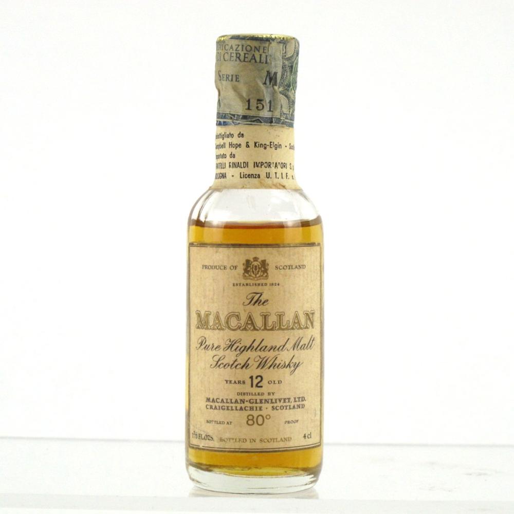 Macallan 12 Year Old 80 Proof Miniature 4cl 1970s / Rinaldi Import