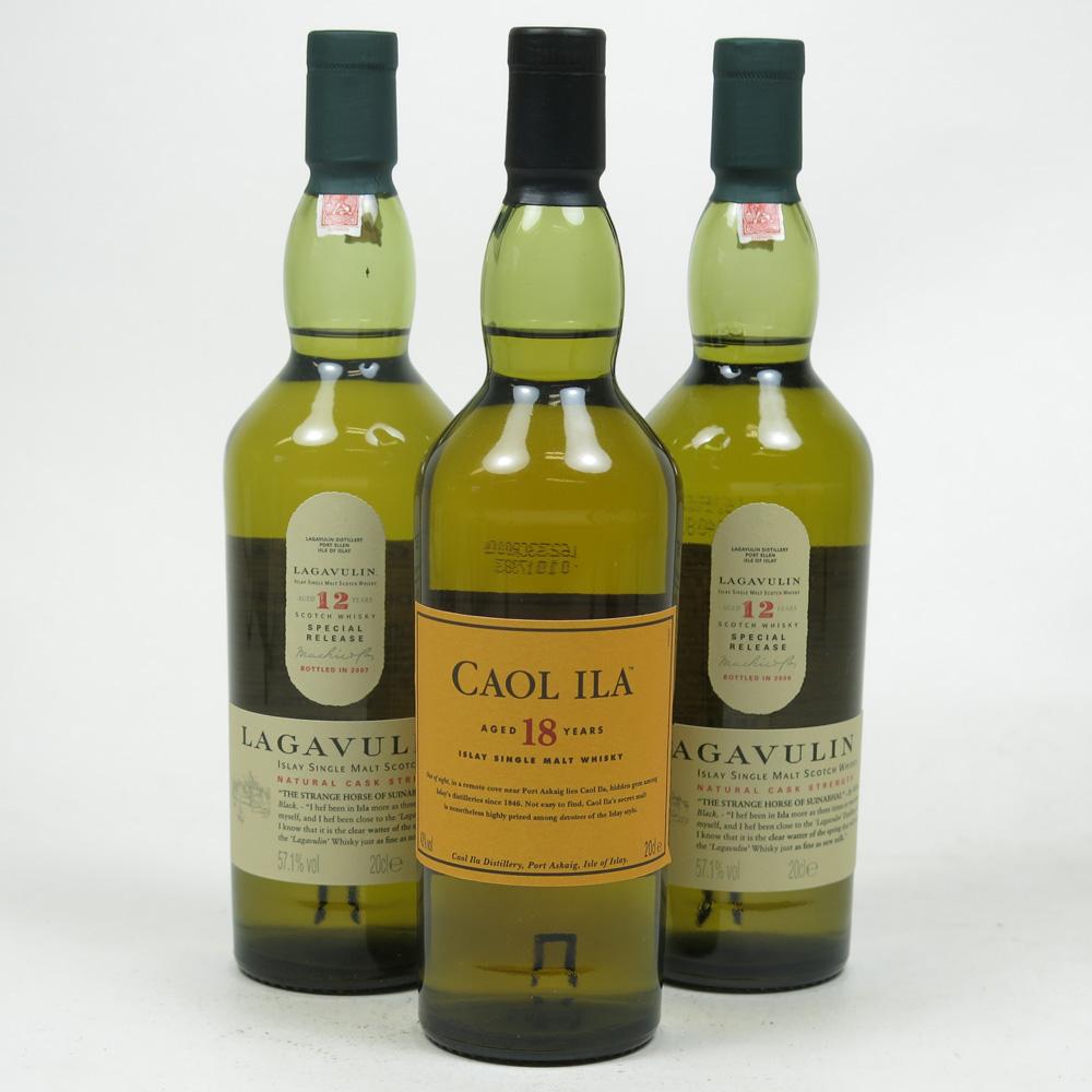 Lagavulin 12 Year Old 2006 and 2007 Release and Caol Ila 18 Year Old 3 x 20cl