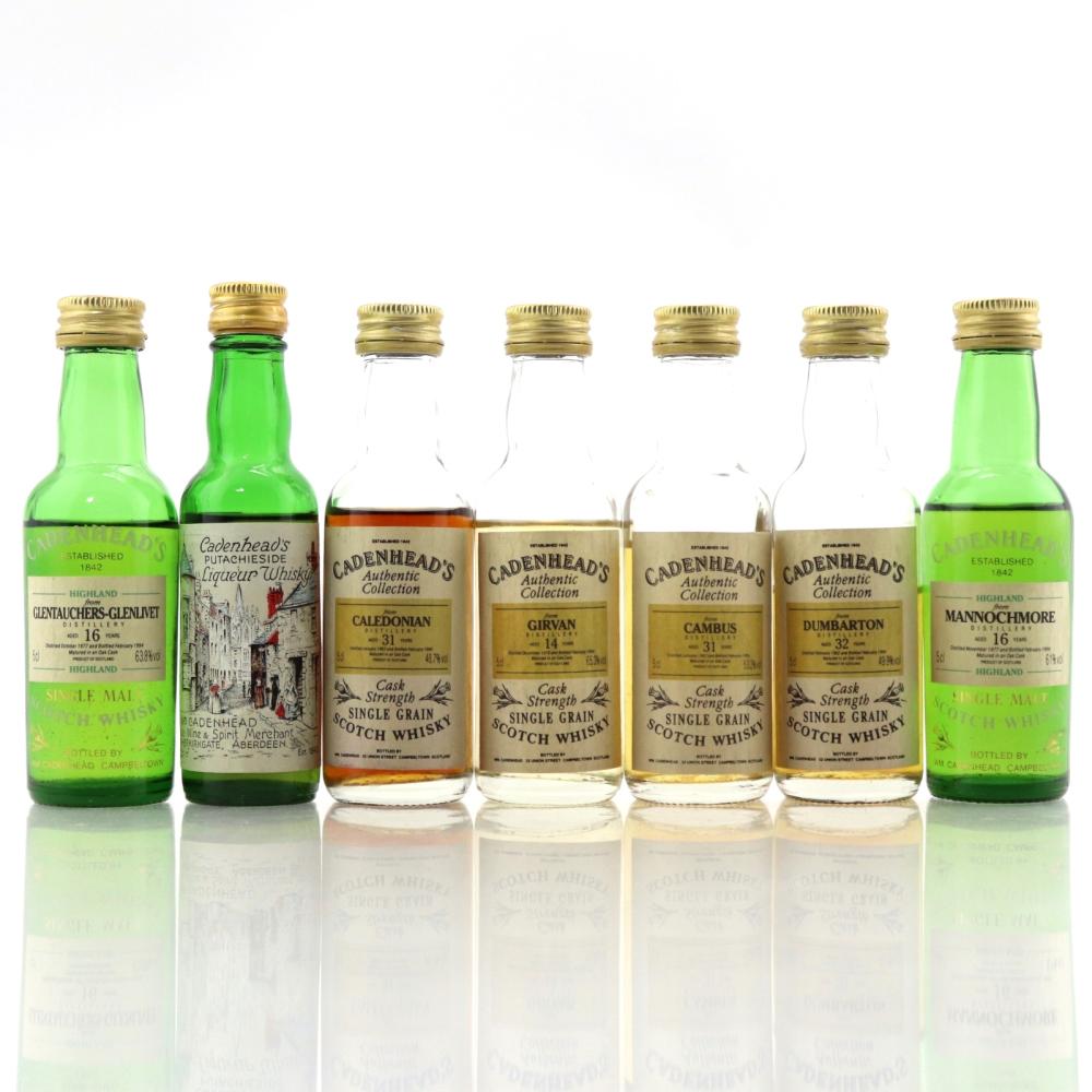 Cadenhead's Miniature Selection x 7 / including Dumbarton and Caledonian Grain Whiskies