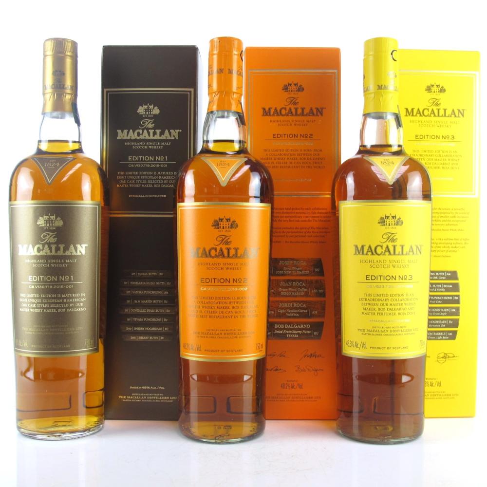 Macallan Edition No.1, 2 & 3 Collection 3 x 75cl / US Imports