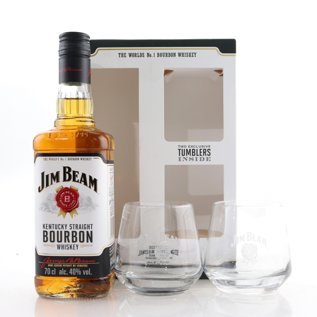 Jim Beam Kentucky Straight Bourbon Gift Pack / including 2 x Glasses