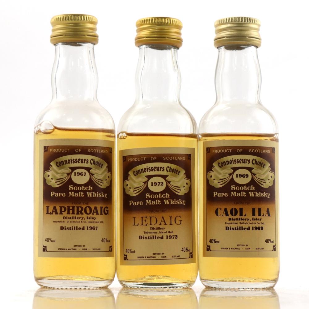 Gordon and MacPhail Island Miniature Selection x 3 / includes Laphroaig 1967