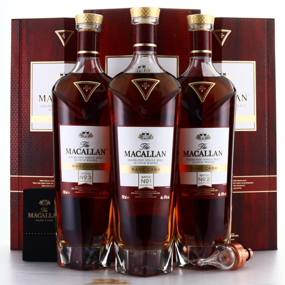 Macallan Rare Cask 2018 Releases 3 x 70cl / Batch No.1-3 Stopper