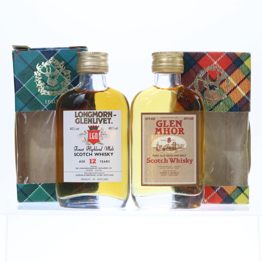Glen Mhor 8 Year Old & Longmorn 12 Year Old Gordon and MacPhail Miniature 2 x 5cl 1980s
