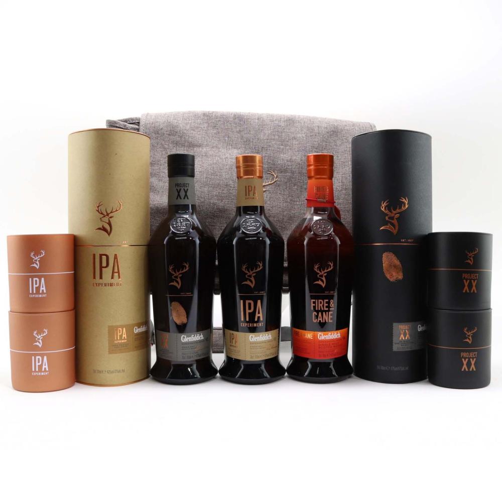 Glenfiddich Experimental Series #1, 2 & 4 3 x 70cl / Including Bag and Glasses