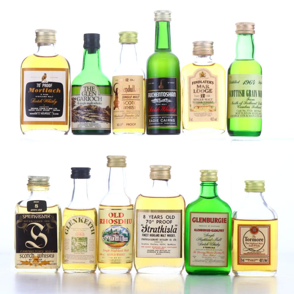 Single Malt Miniatures x 12 / Includes Springbank 8 Year Old 1970s