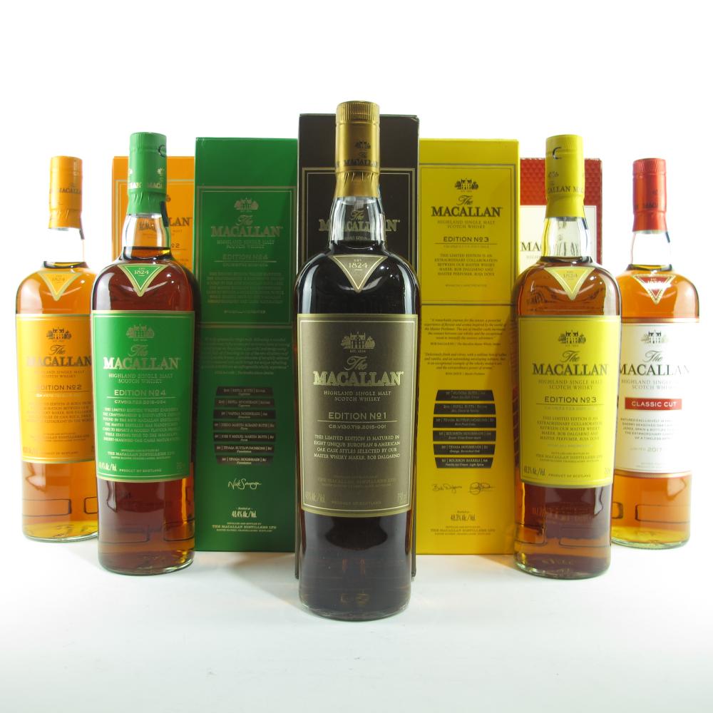Macallan Edition No.1-4 Collection & Classic Cut 2017 5 x 75cl / US Imports