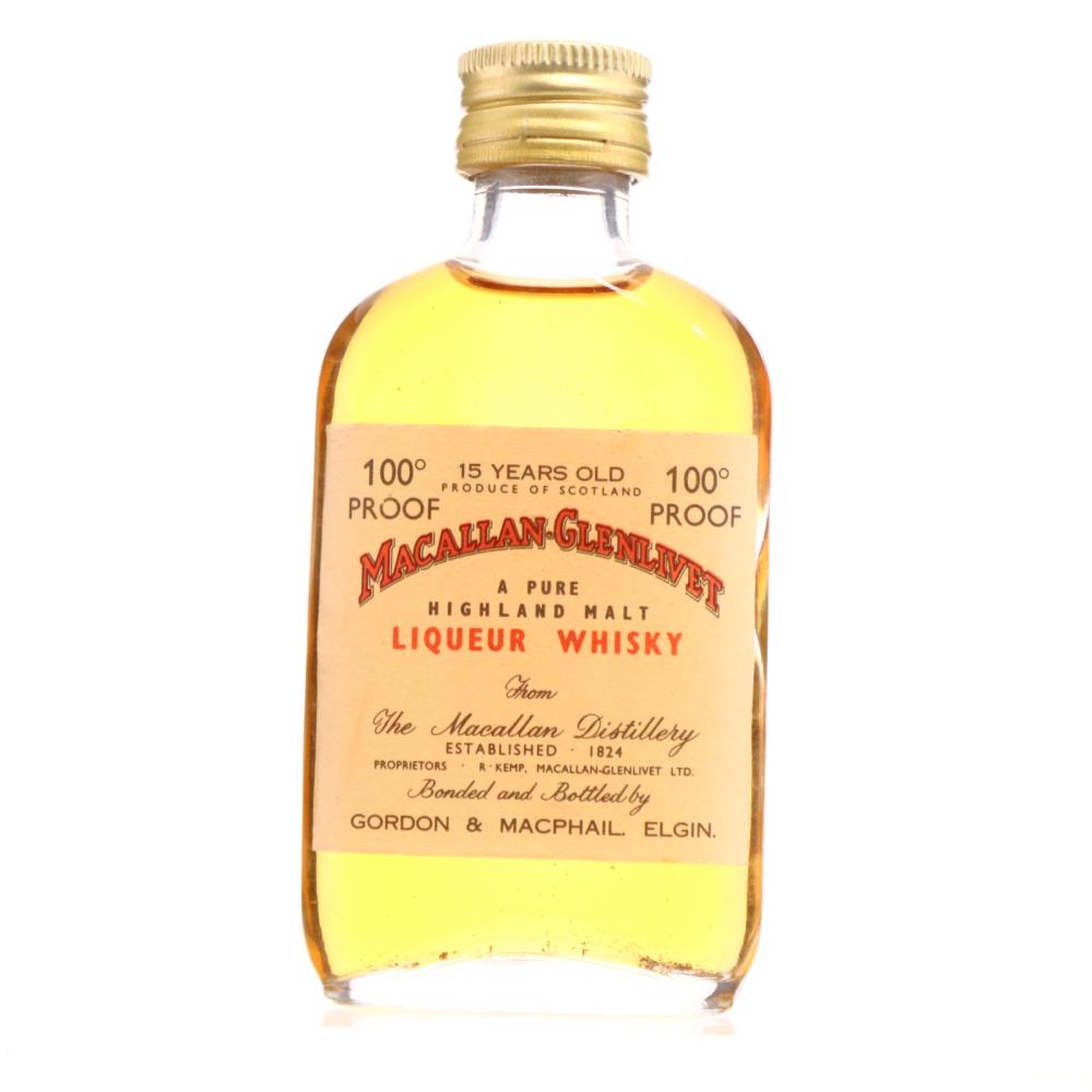 Macallan 15 Year Old Gordon and MacPhail 100 Proof Miniature 1970s