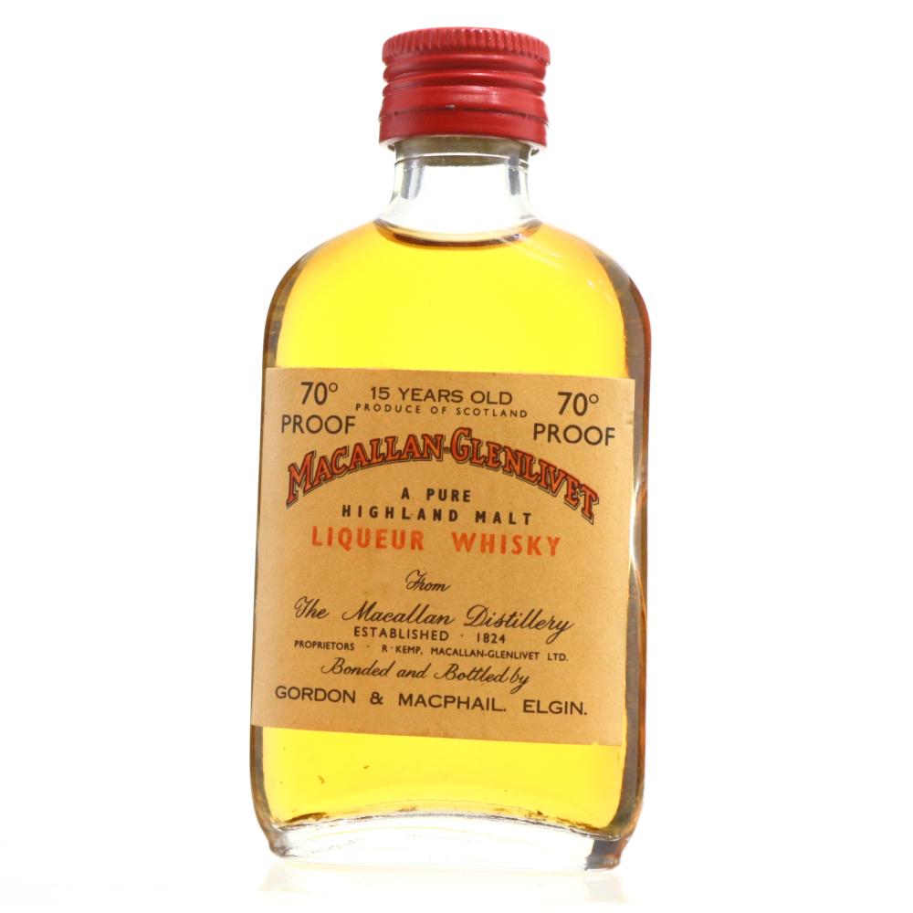 Macallan 15 Year Old Gordon and MacPhail 70 Proof Miniature 1970s