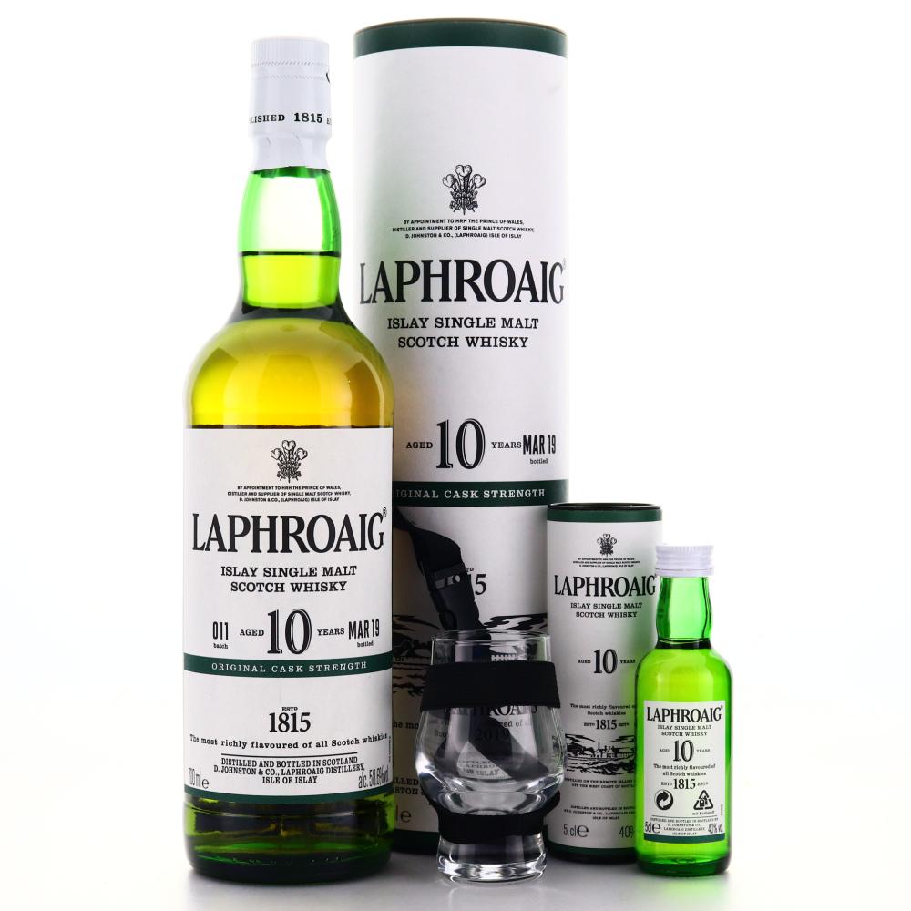 Laphroaig 10 Year Old Cask Strength Batch #011 / with Glass and Mini