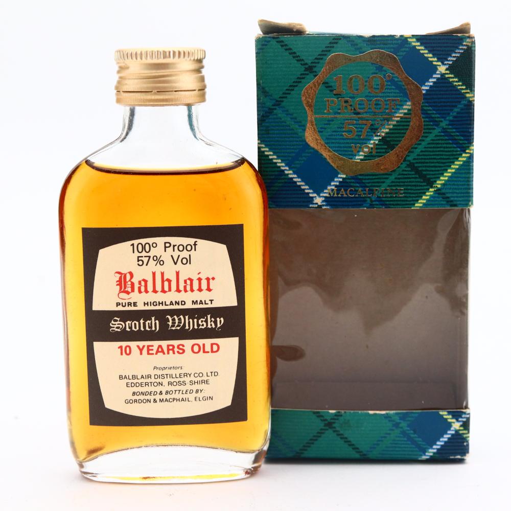 Balblair 10 Year Old Gordon and MacPhail 100 Proof Miniature 1970s