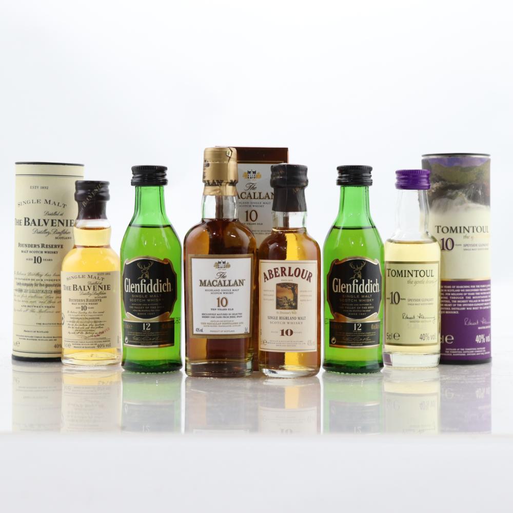 Speyside Miniature Selection x 6 / Including Macallan 10 Year Old Sherry Oak