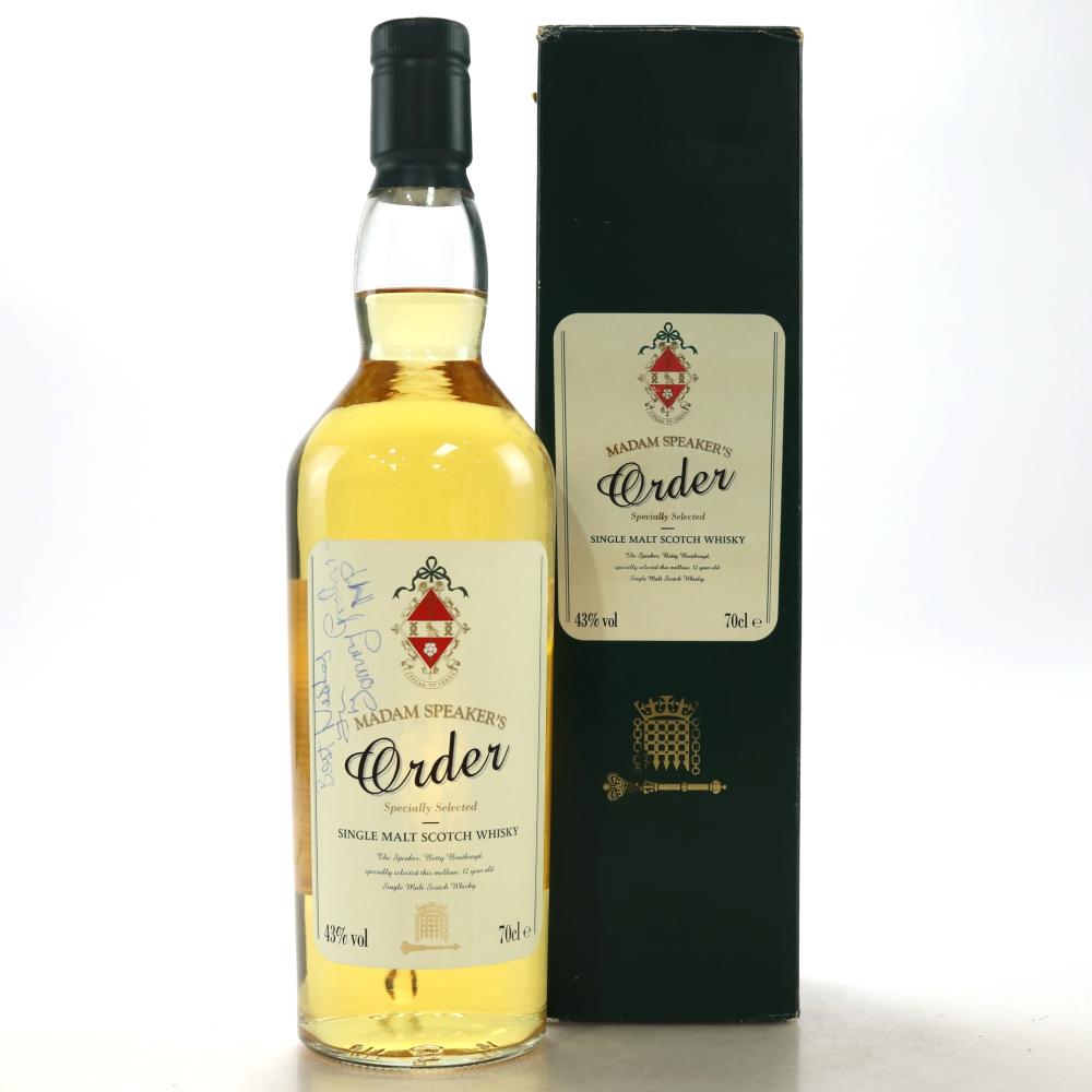 Glendullan 12 Year Old Madam Speaker's Order / Signed by Jonny Graham MP