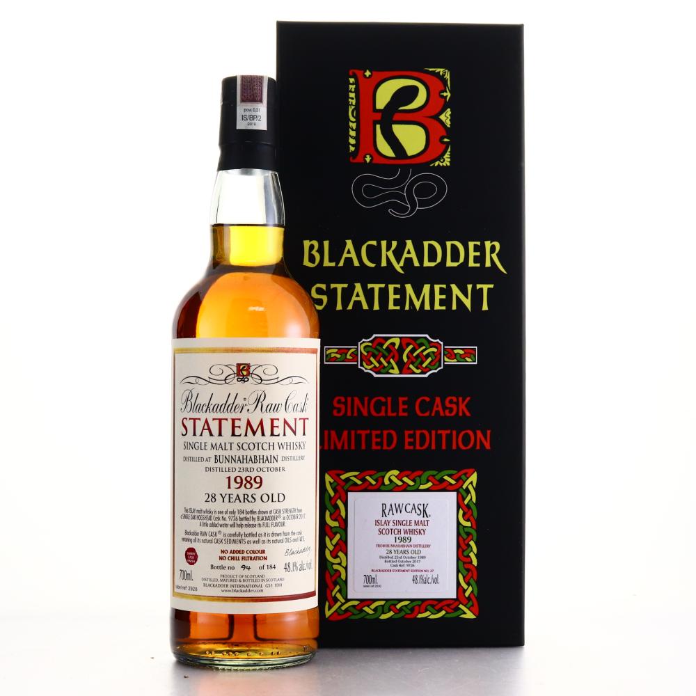 Bunnahabhain 1989 Blackadder 28 Year Old Raw Cask Statement