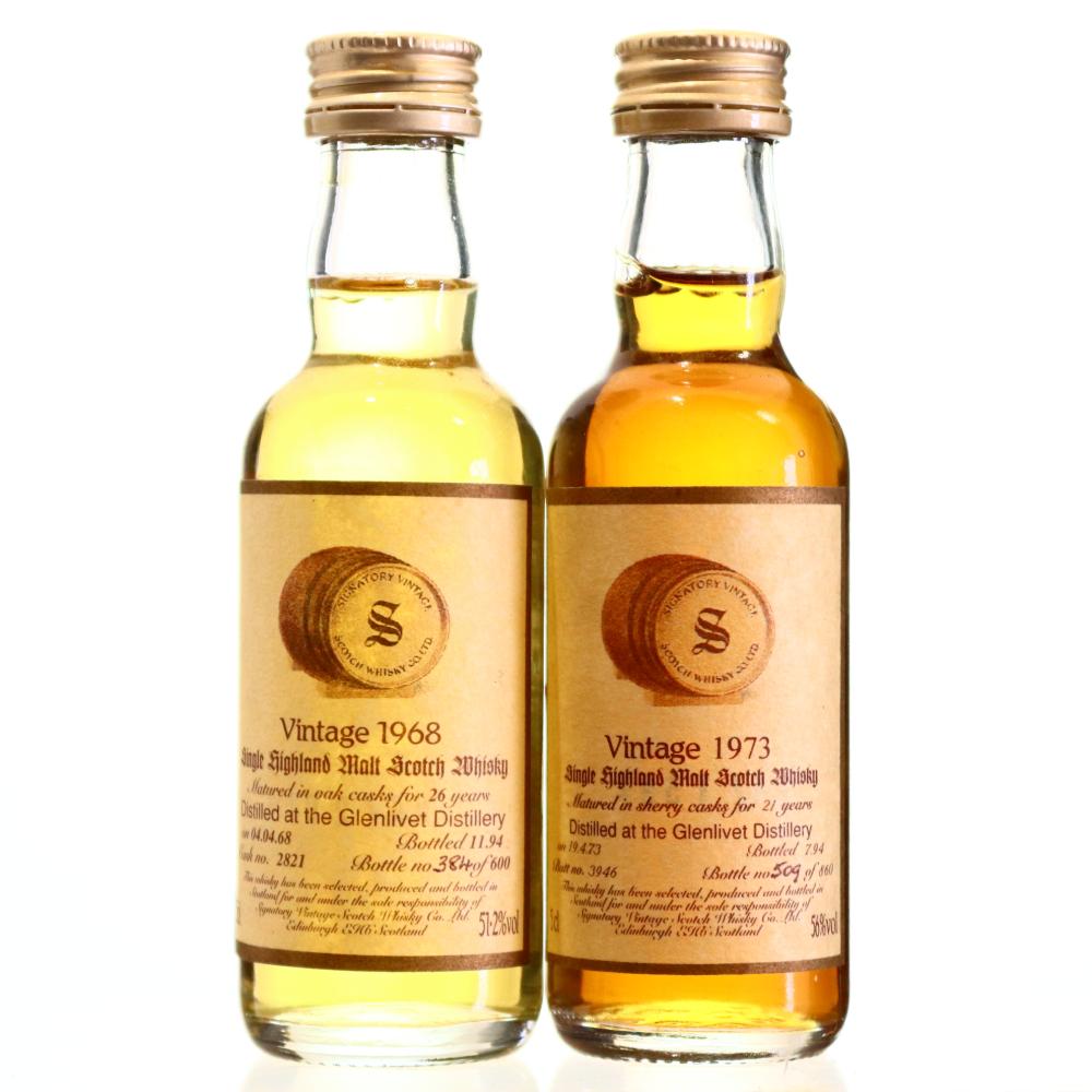 Glenlivet 1968 & 1973 Signatory Vintage Miniatures x 2