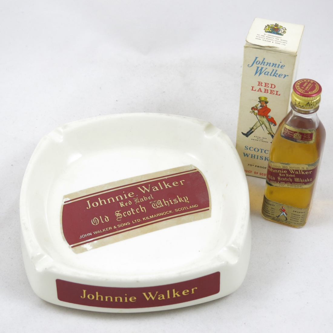 Johnnie Walker Red Label 5cl and Wade Jug and Ashtray