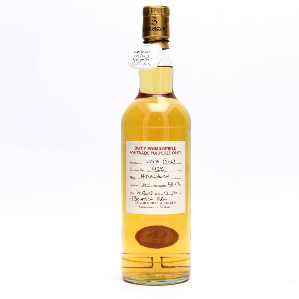 Hazelburn 9 Year Old Duty Paid Sample 2012 / Fresh Bourbon Barrel