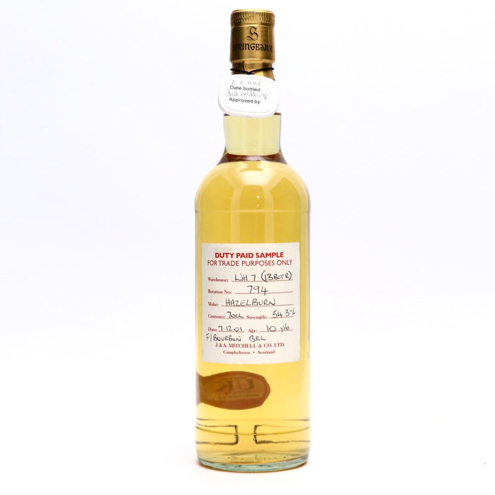 Hazelburn 2001 Duty Paid Sample 10 Year Old / Fresh Bourbon Barrel
