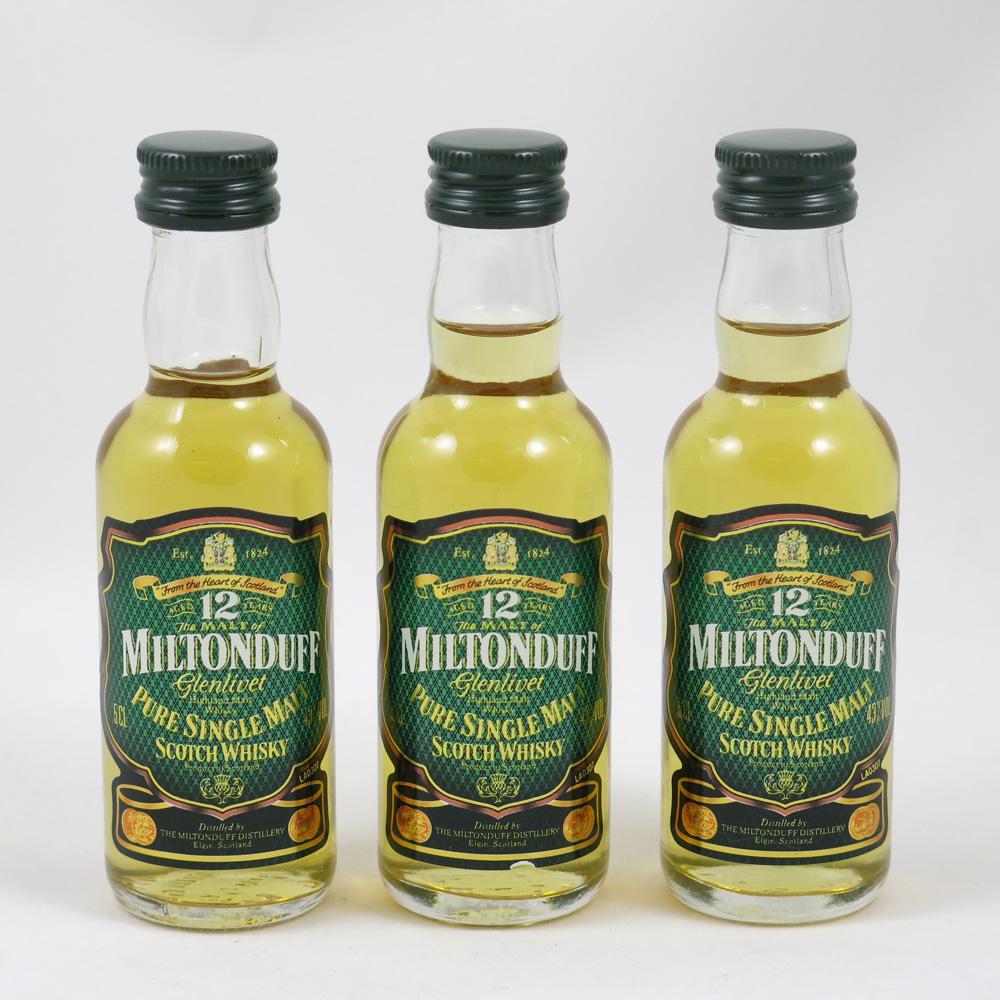 Miltonduff 12 Year Old 5cl Miniatures x 3