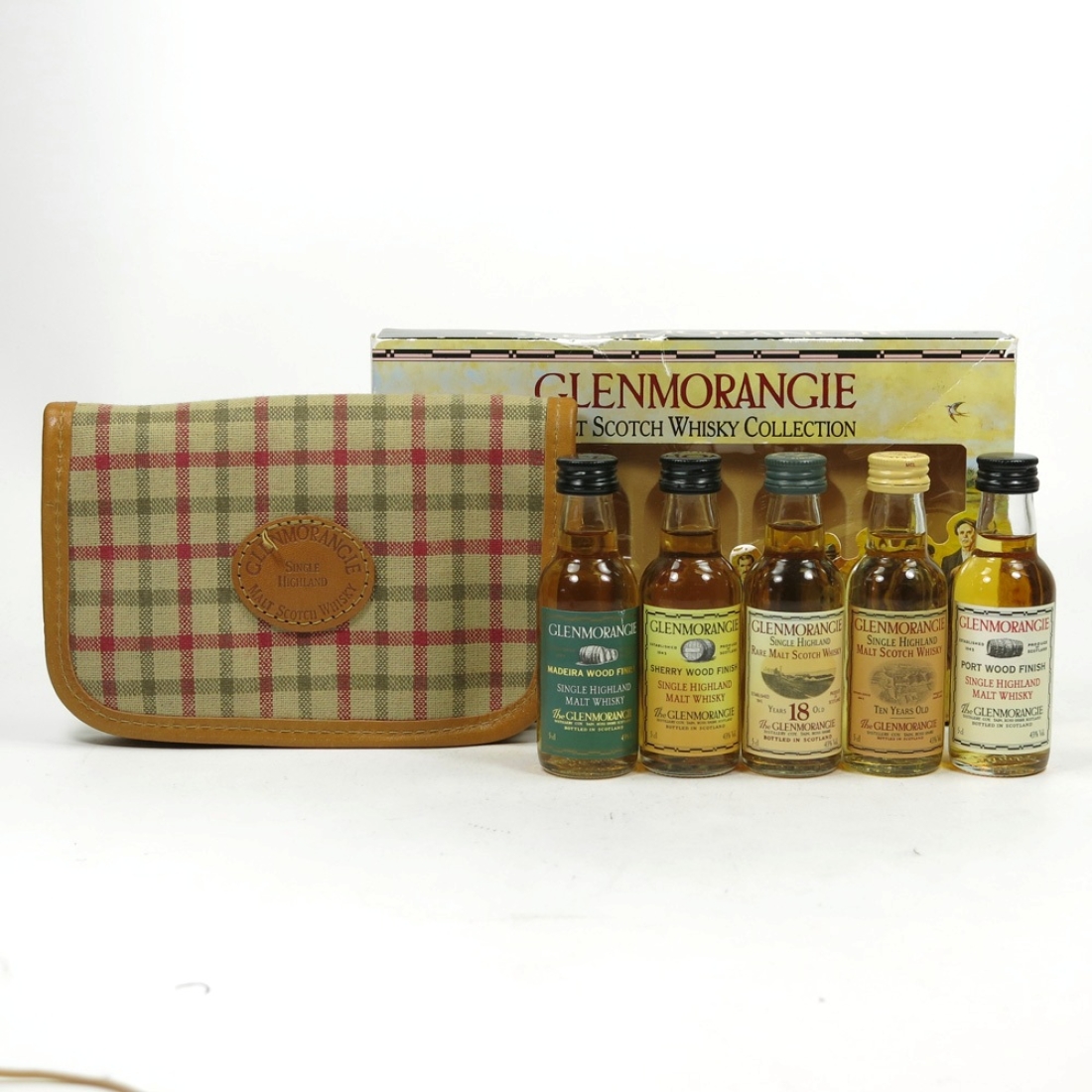 Glenmorangie miniature collection and fishing wallet 5 x 5cl