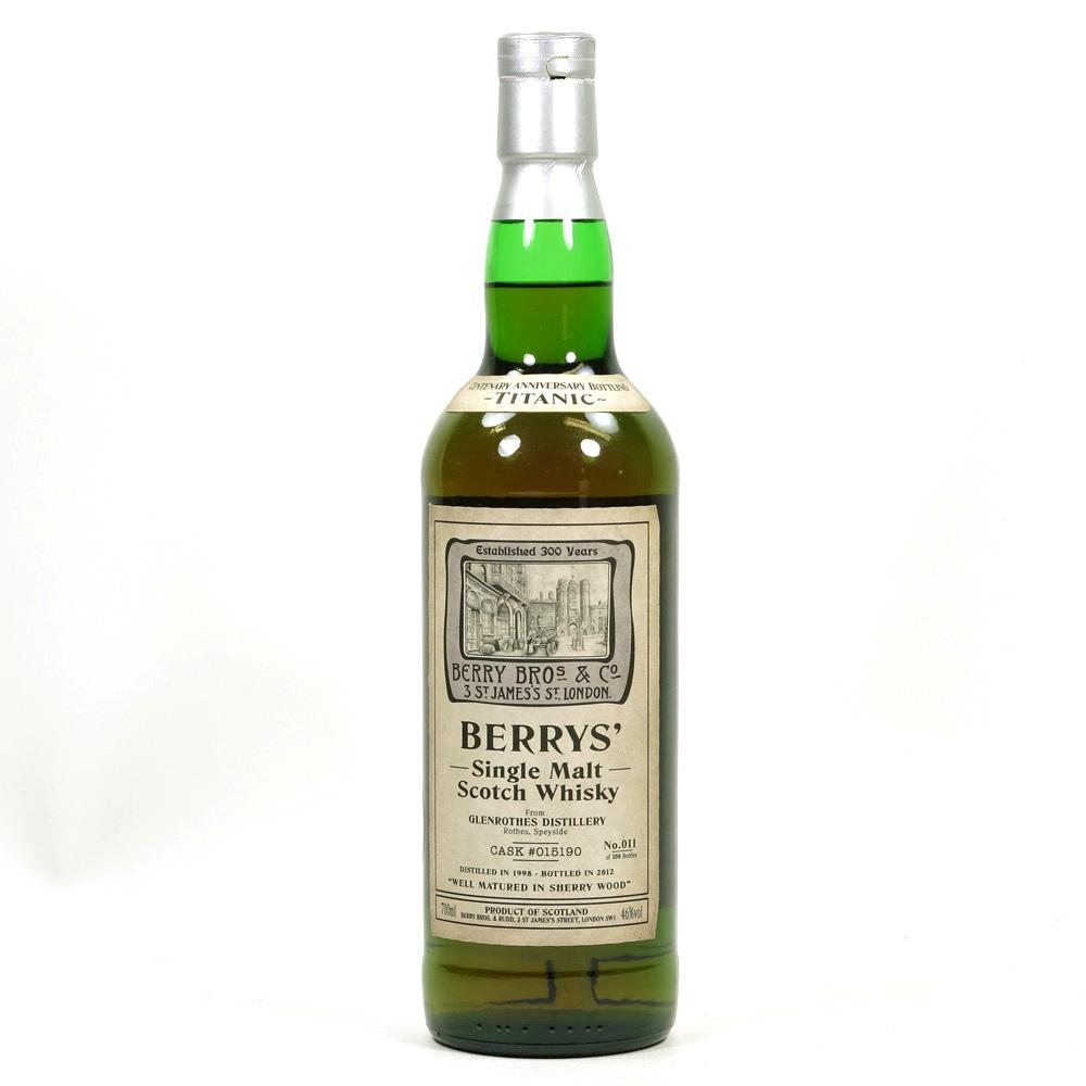 Glenrothes 1998 Berry Brothers 14 Year Old Titanic Centenary