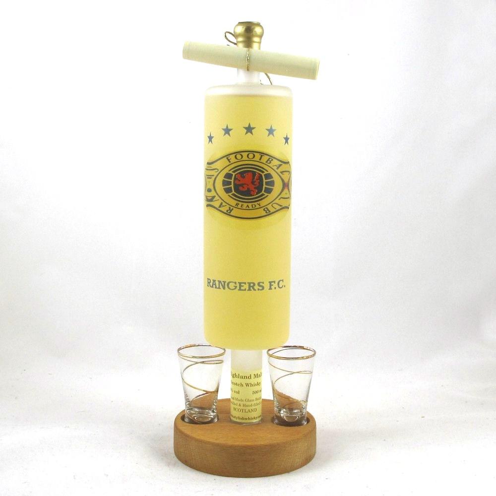 Rangers Hand Crafted Bottle and Glasses including miniature