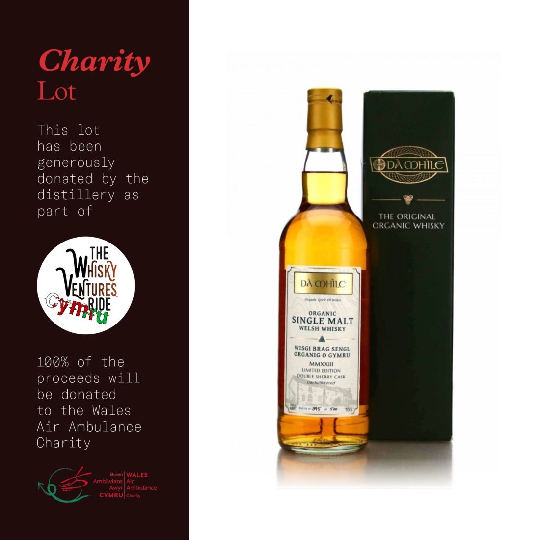 Da Mhile Organic Welsh Single Malt MMXXIII Limited Edition / The Whisky Ventures Ride - Charity Lot