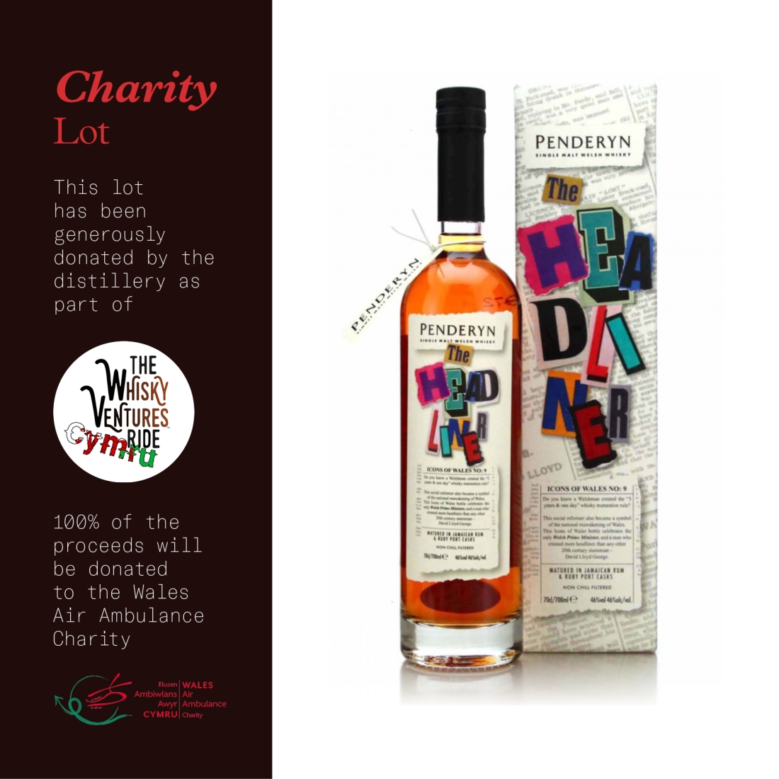 Penderyn Icons of Wales #9 The Headliner - David Lloyd George / The Whisky Ventures Ride - Charity Lot