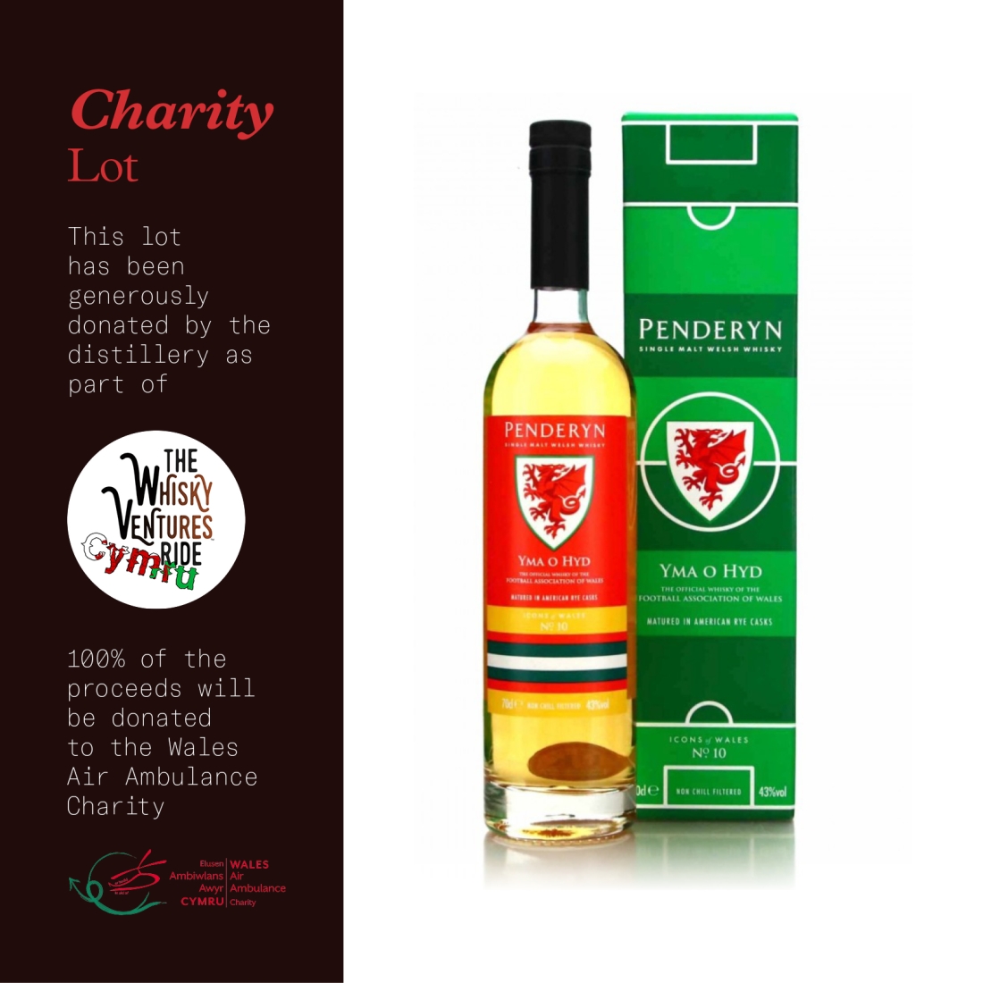 Penderyn Icons of Wales #10 Football Association of Wales / The Whisky Ventures Ride - Charity Lot